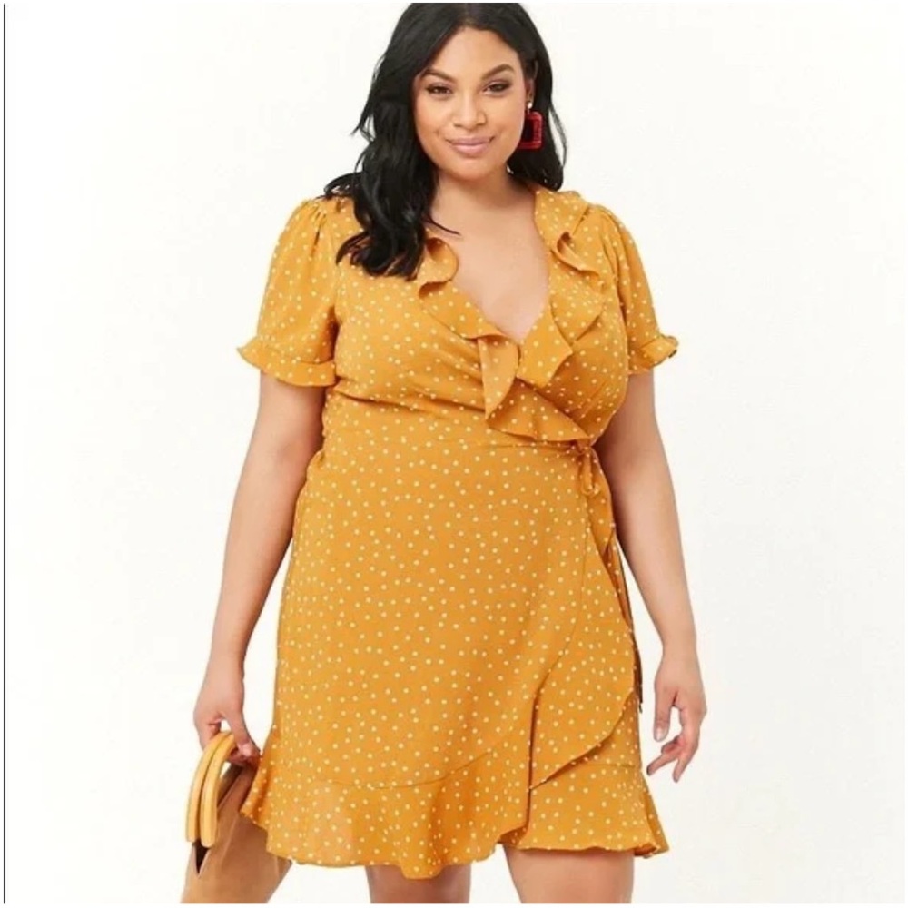 Yellow Polka Dot Wrap Dress